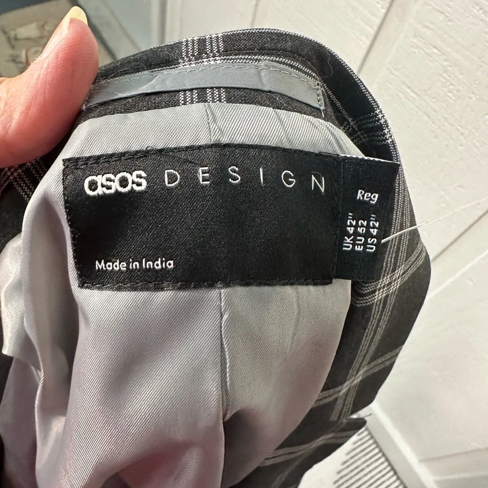 ASOS Men’s Black and White Window Pane Blazer Size 42R NWOT